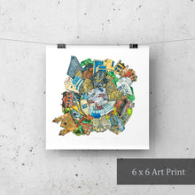 Load image into Gallery viewer, Toronto: Museums papercut art print hanging by bulldog clips