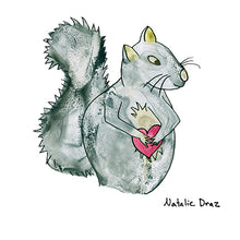 Load image into Gallery viewer, Grey Squirrel with Heart - ART PRINT